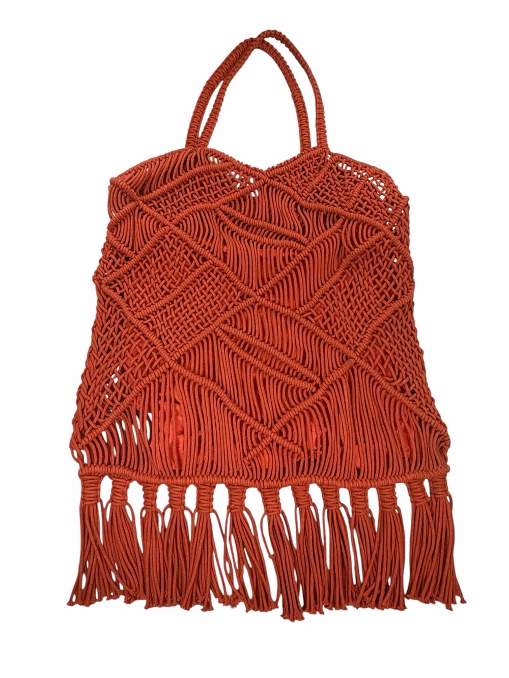Anthropology Macramé Fringe Shoulder Bag - terracotta